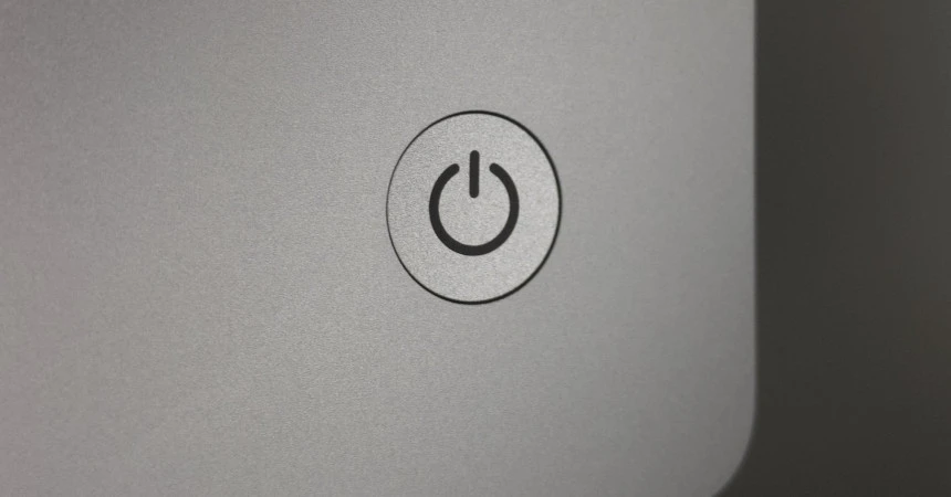 A close up of a power button