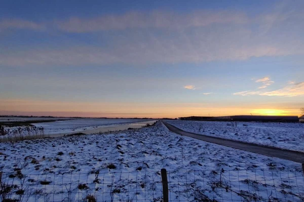 Sunrise on a snowy landscape