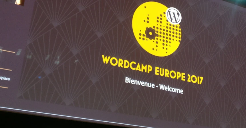 Picture of the opening remarks at WordCamp Europe 2017