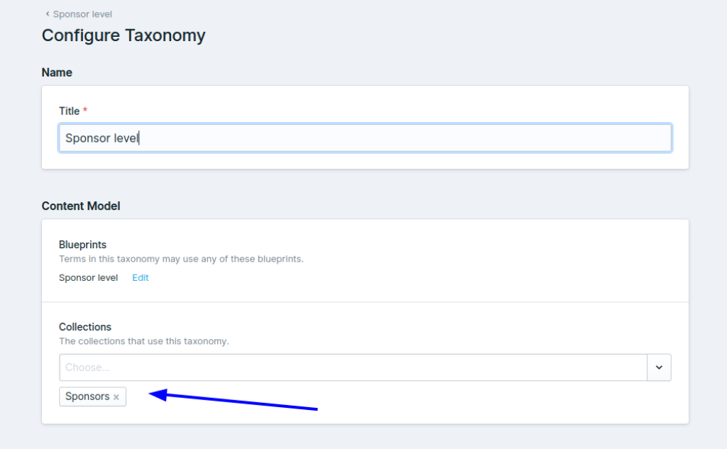 Editing the taxonomy in Statamic.
