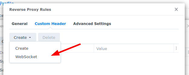 Adding WebSocket headers to the Reverse Proxy rule