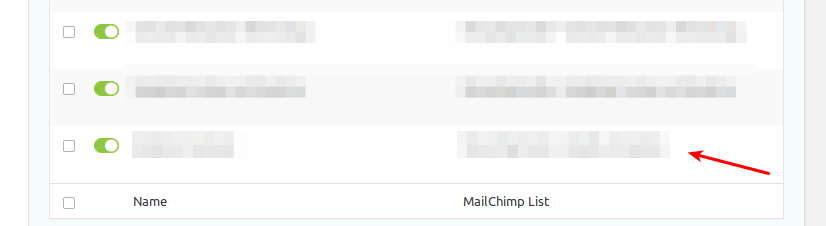 Result of importing Gravity Forms feeds